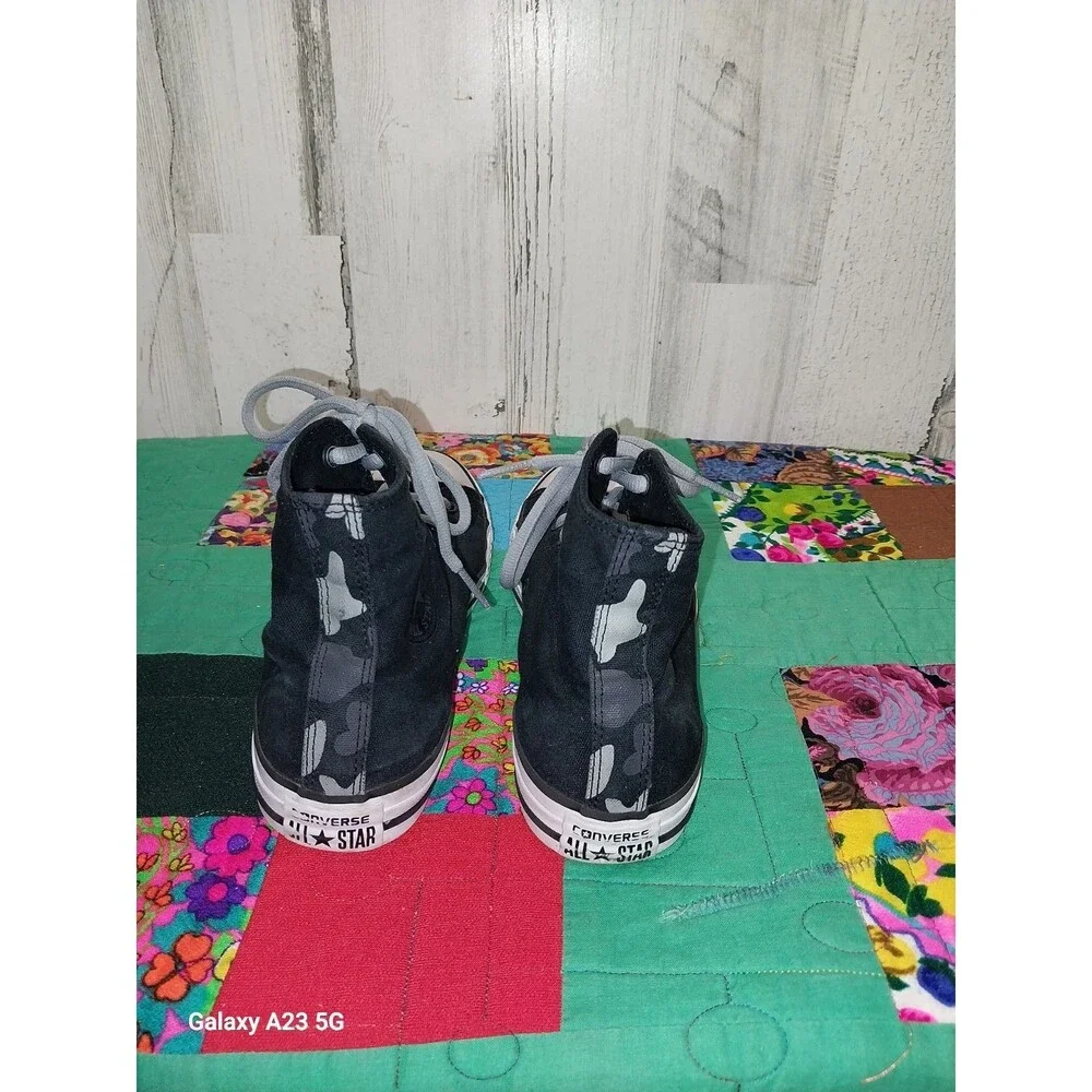 Black Converse All Star High Top Sneaker Size 5 Juniors Gray Camo Accents